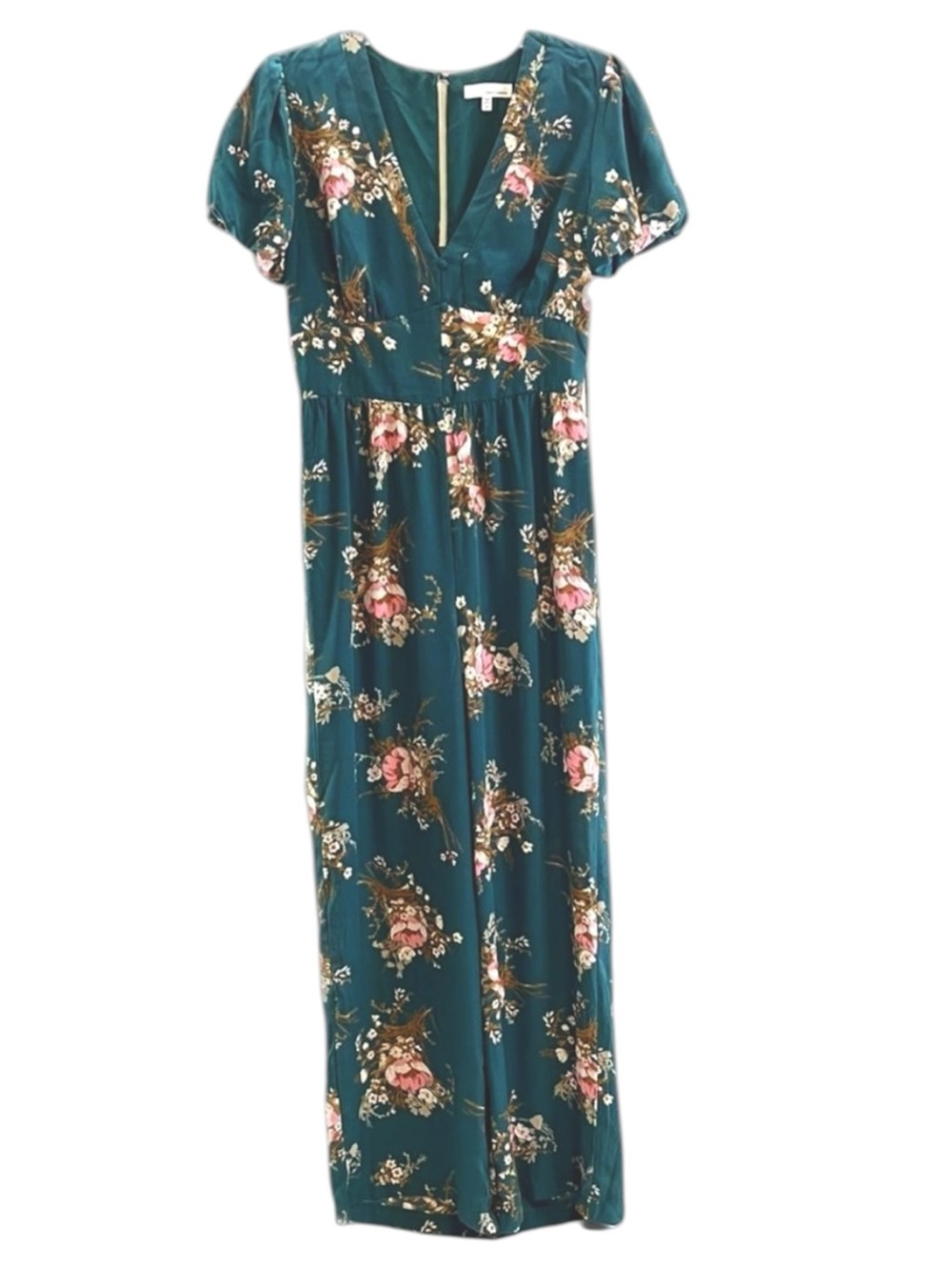 NEW June & Hudson Green Feminine Cottage Floral Pants Jumpsuit Size Small